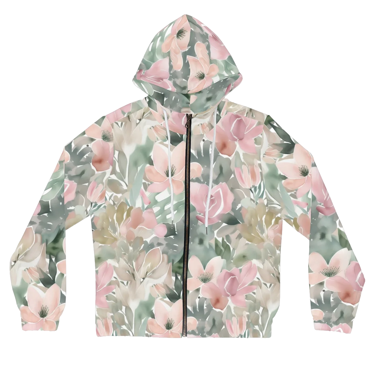 Sage Blossom on Women's Full-Zip Hoodie — Front