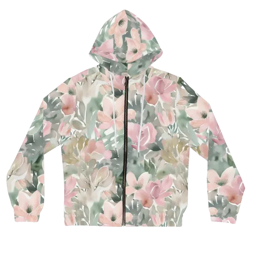 Sage Blossom on a Women's Full-Zip Hoodie