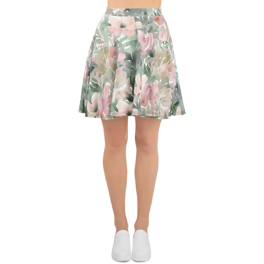 Sage Blossom on Skater Skirt — Front