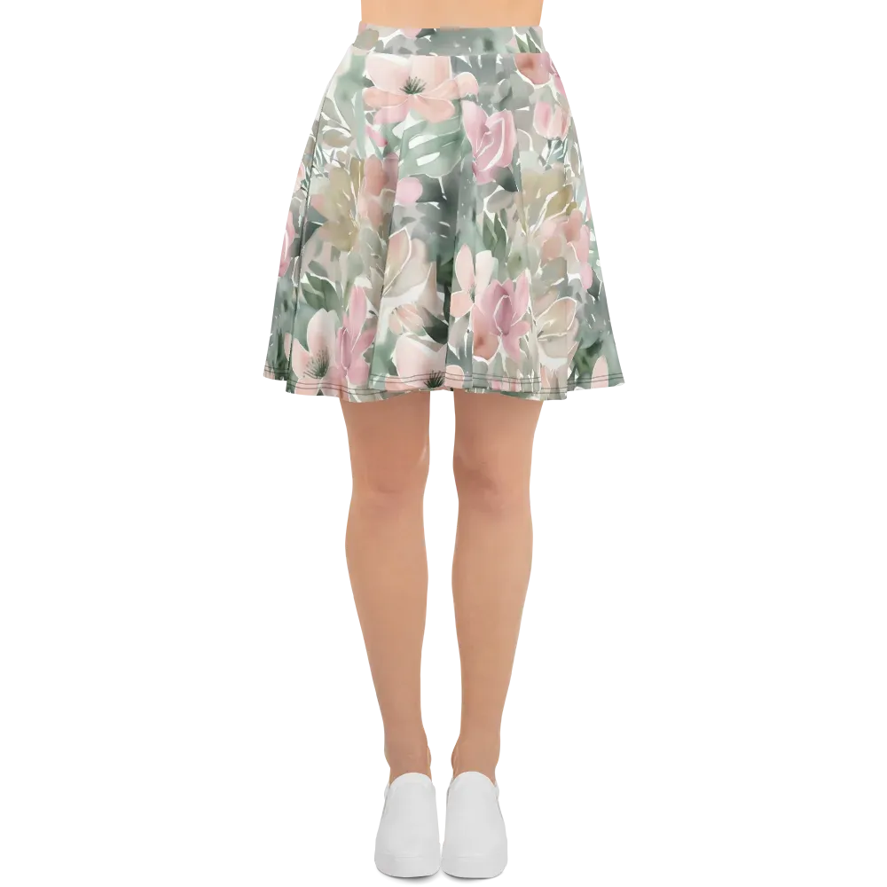 Sage Blossom on Skater Skirt — Front