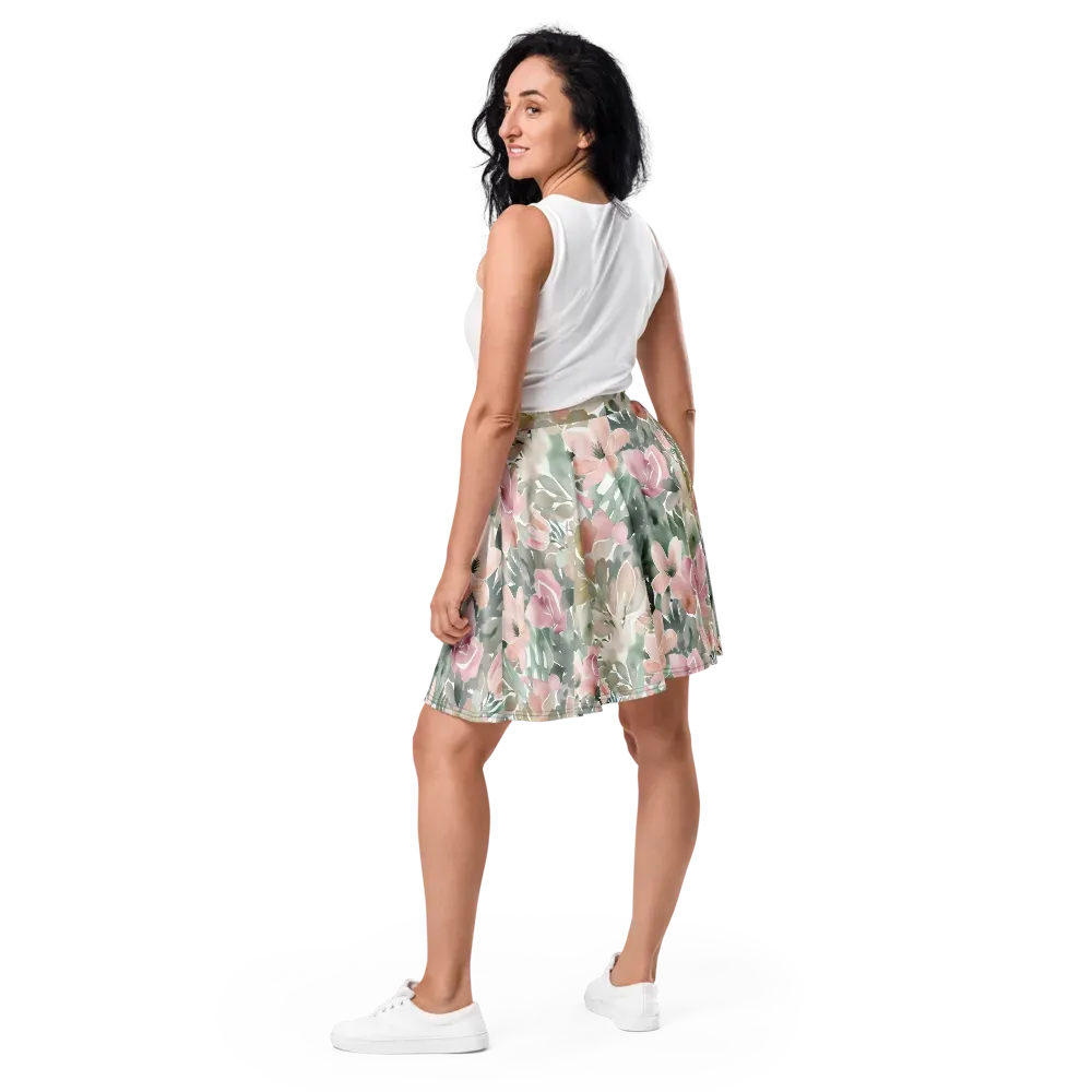 Sage Blossom on Skater Skirt — Back