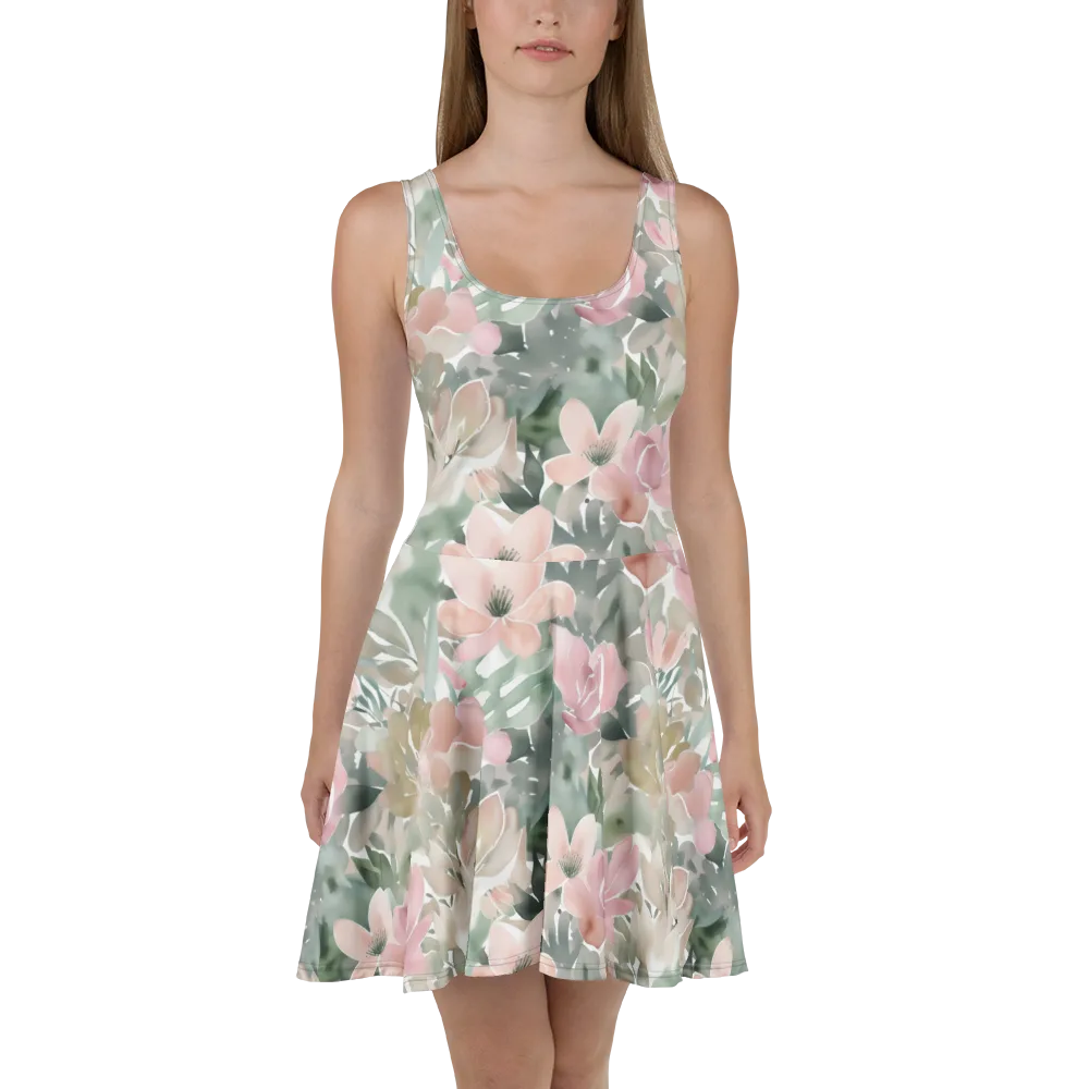 Sage Blossom on Skater Dress — Front