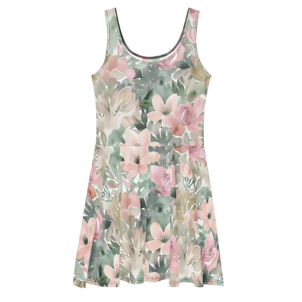 Sage Blossom on Skater Dress — Front