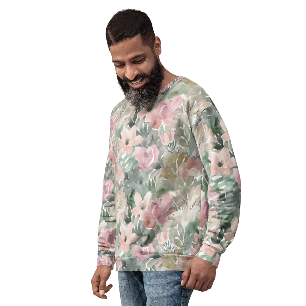 Sage Blossom on Sweatshirt — Left Front