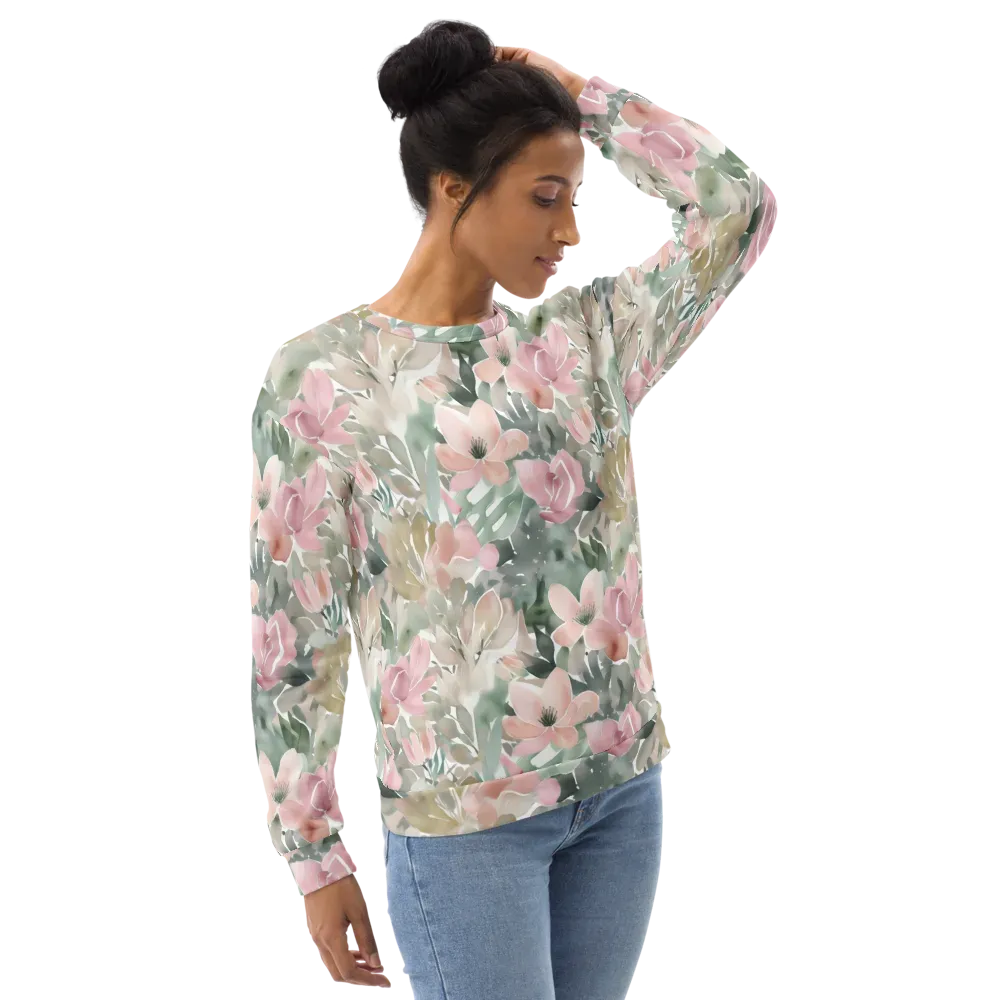 Sage Blossom on Sweatshirt — Right Front
