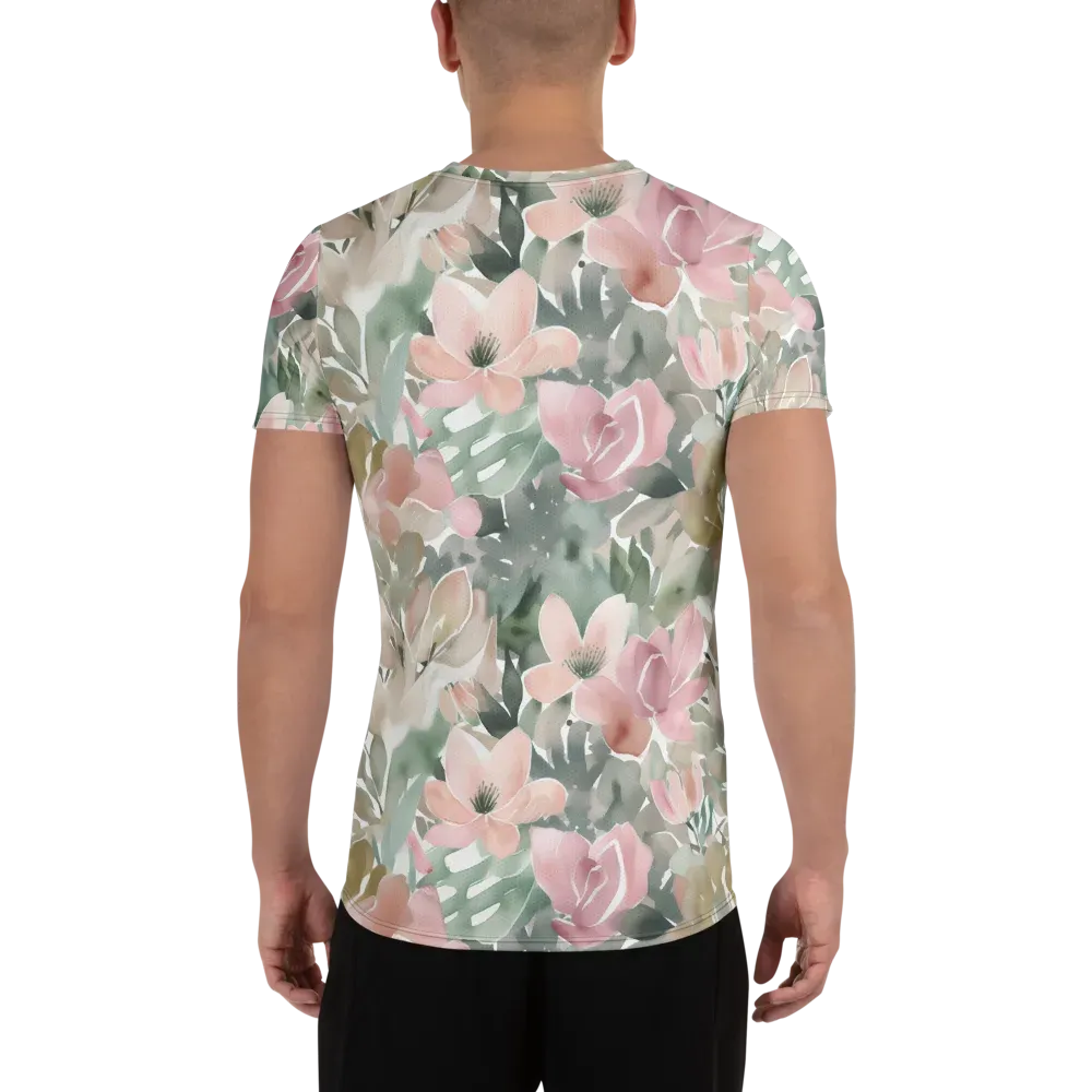 Sage Blossom on Men's Athletic T-Shirt — Back