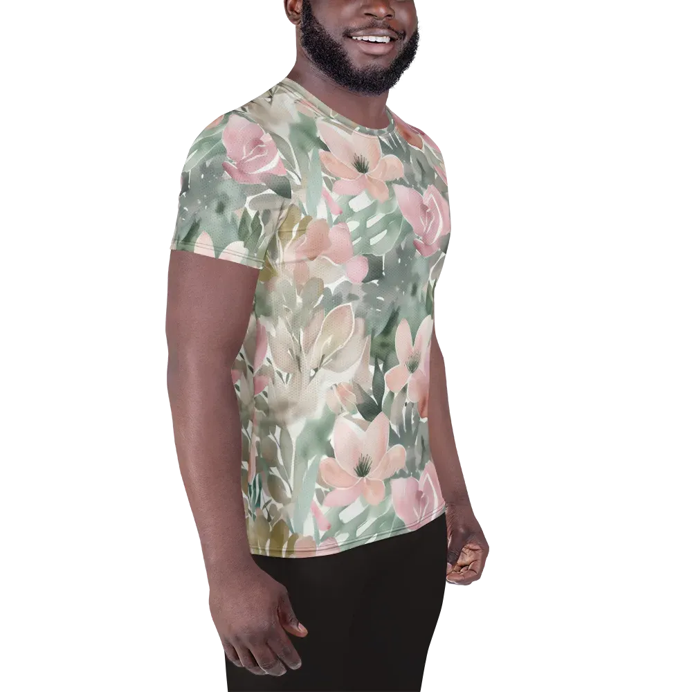 Sage Blossom on Men's Athletic T-Shirt — Right