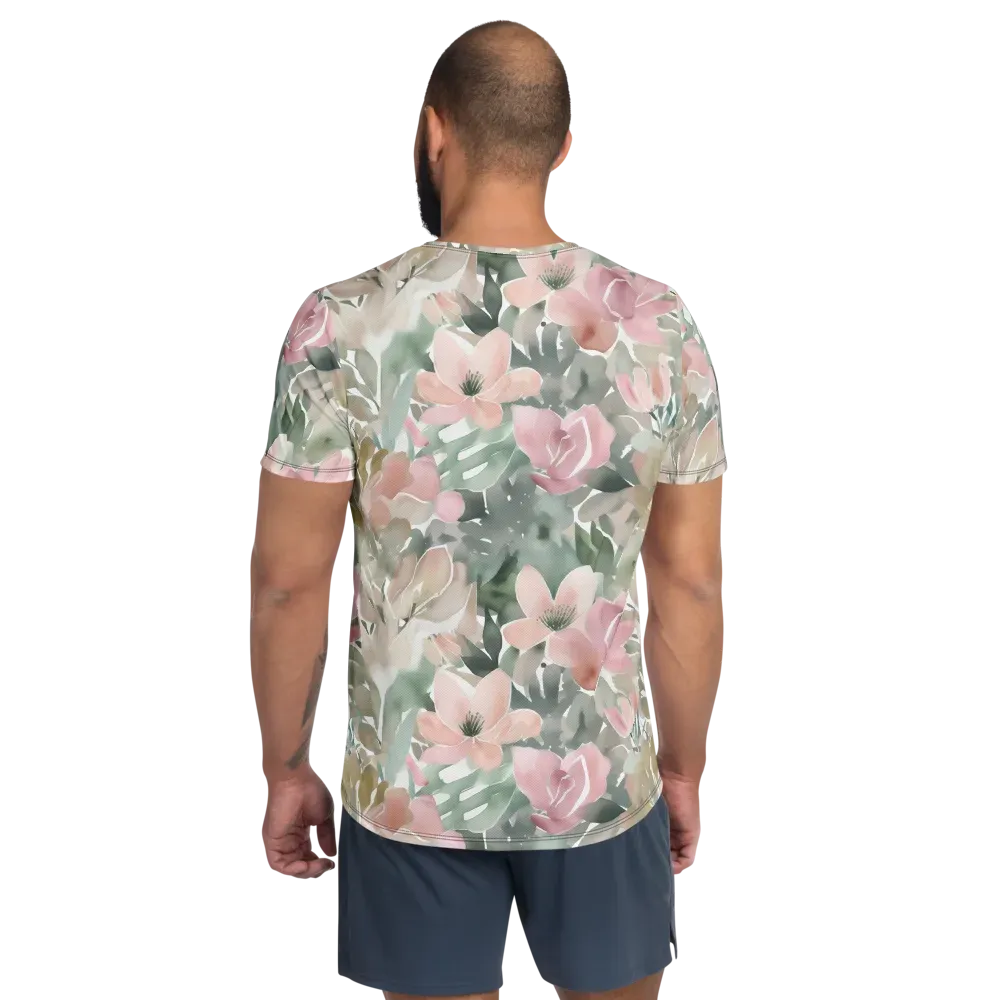 Sage Blossom on Men's Athletic T-Shirt — Back