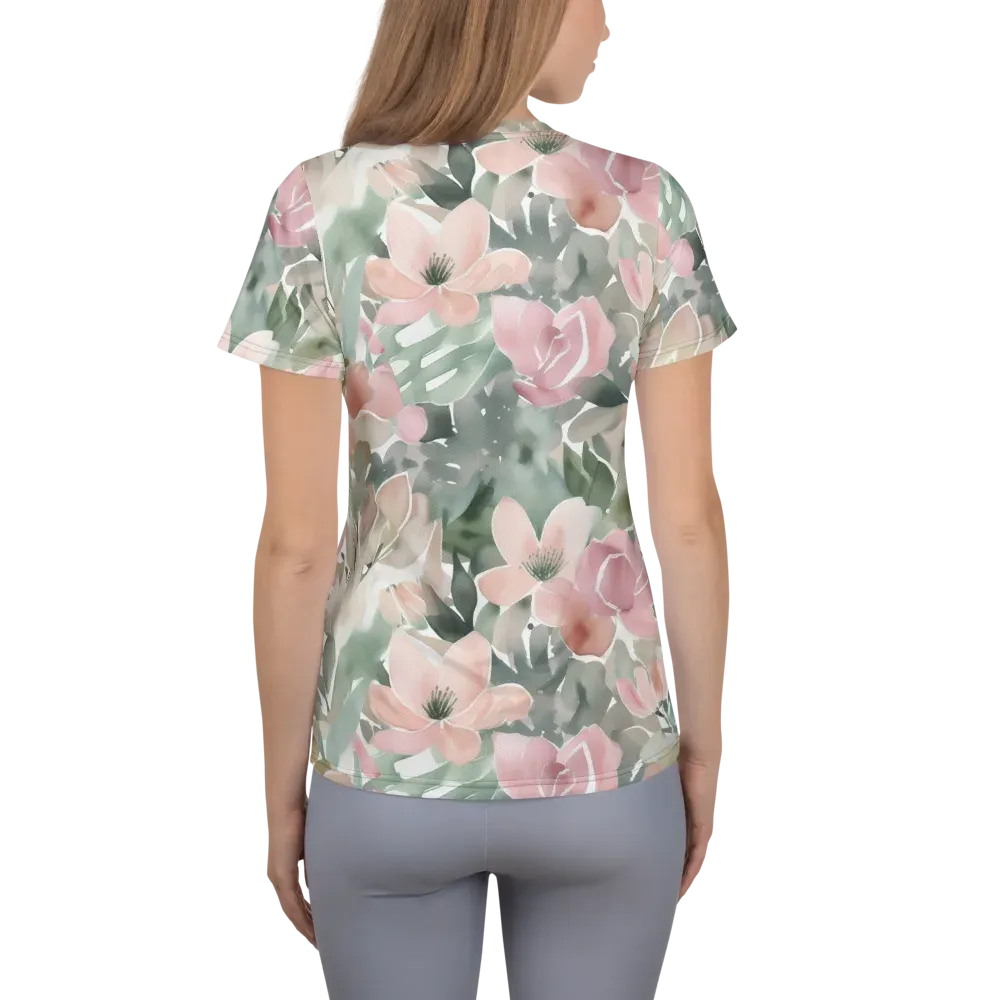 Sage Blossom on Women's Athletic T-Shirt — Back