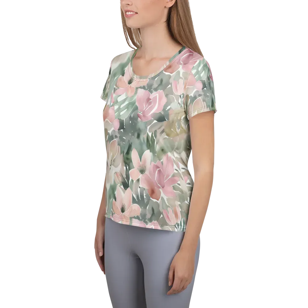 Sage Blossom on Women's Athletic T-Shirt — Left