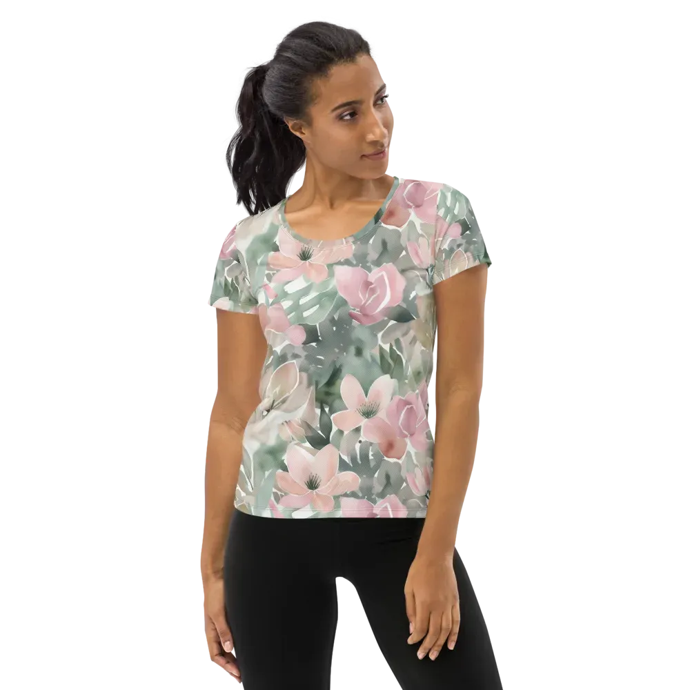 Sage Blossom on Women's Athletic T-Shirt — Front
