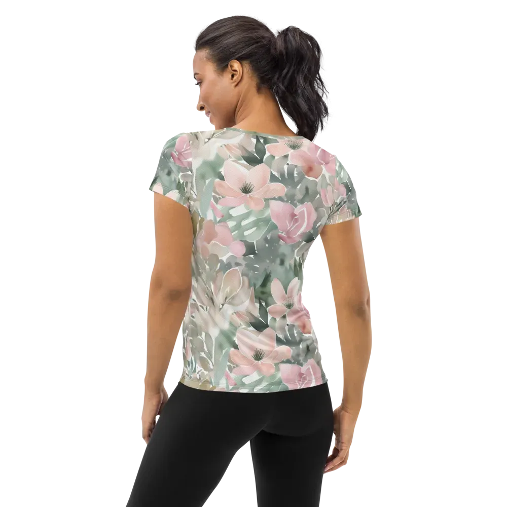 Sage Blossom on Women's Athletic T-Shirt — Back