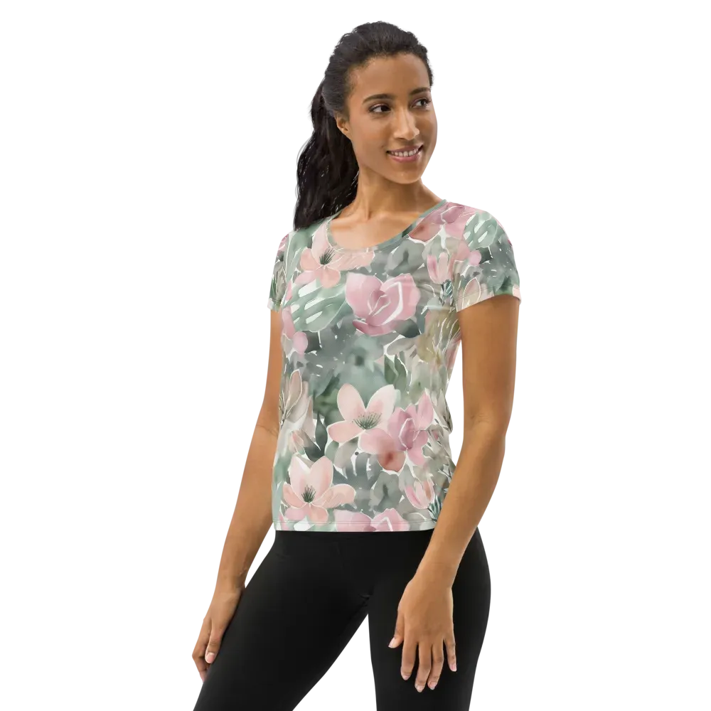 Sage Blossom on Women's Athletic T-Shirt — Left