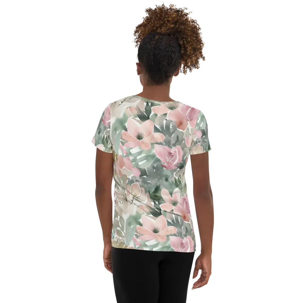 Sage Blossom on Women's Athletic T-Shirt — Back