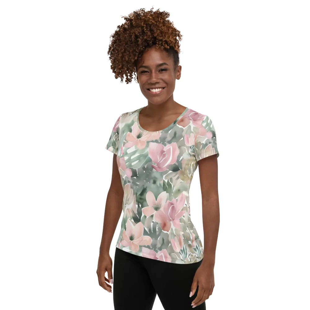 Sage Blossom on Women's Athletic T-Shirt — Left