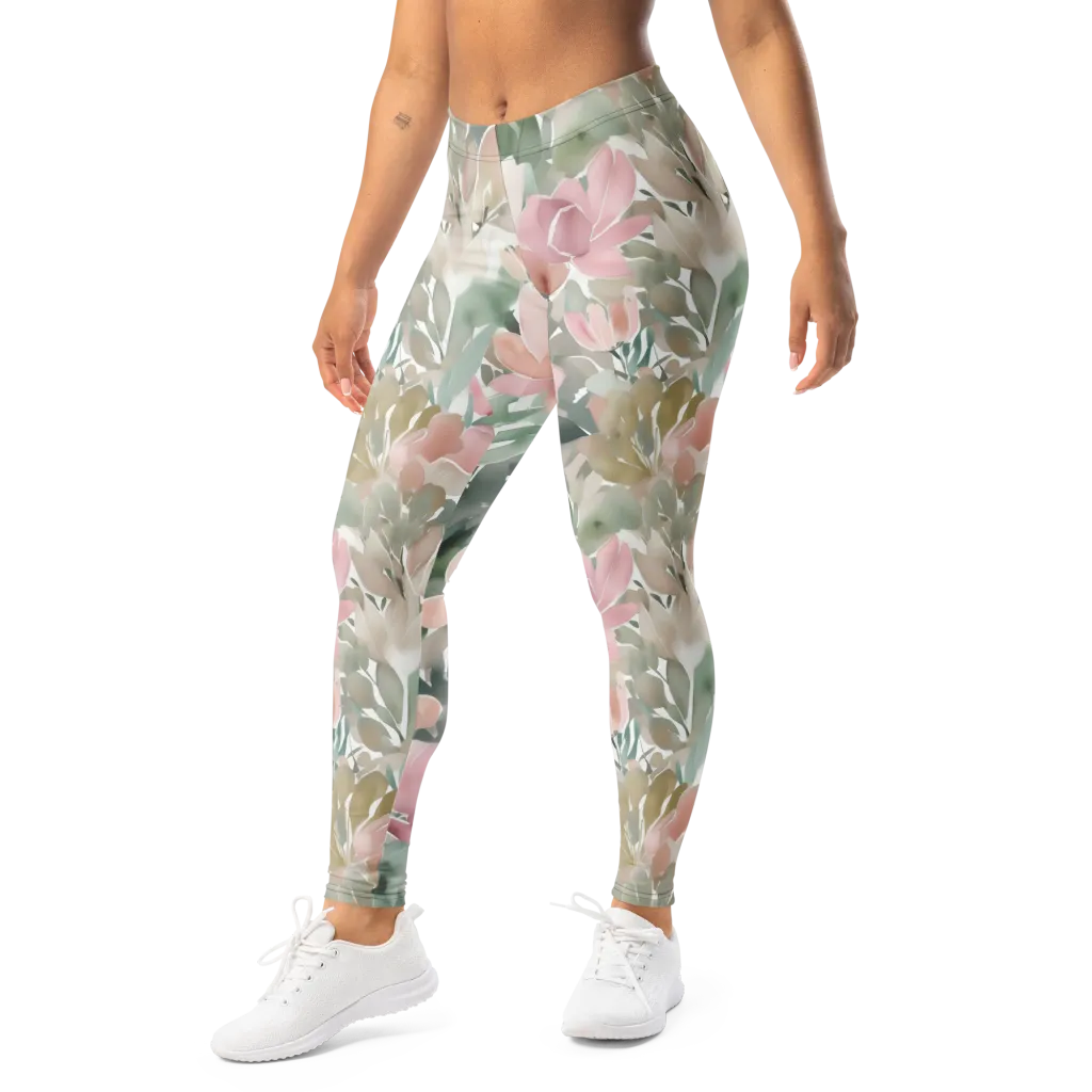 Sage Blossom on Leggings — Left Front