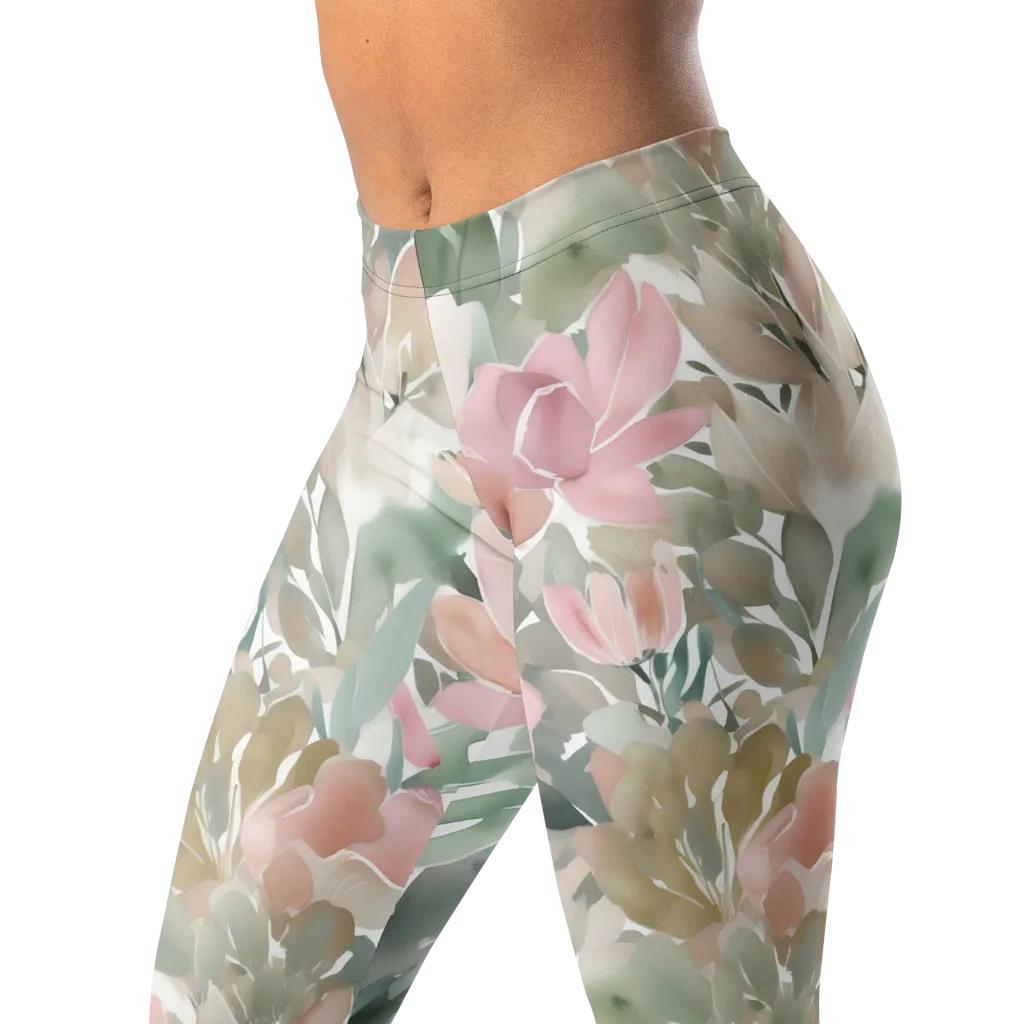 Sage Blossom on Leggings — Left Front