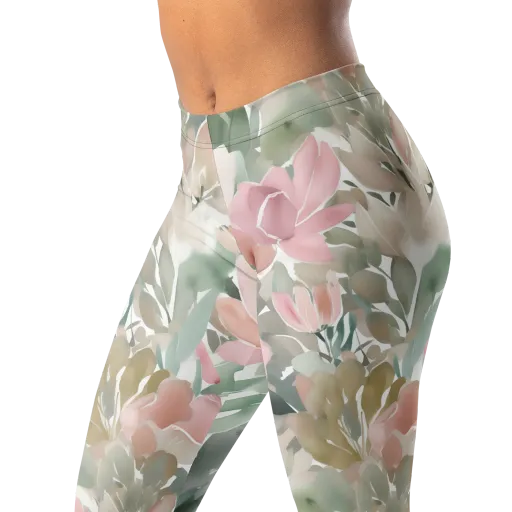 Sage Blossom on a Leggings