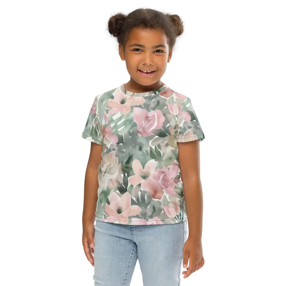 Sage Blossom on Kids Crew Neck T-Shirt — Front