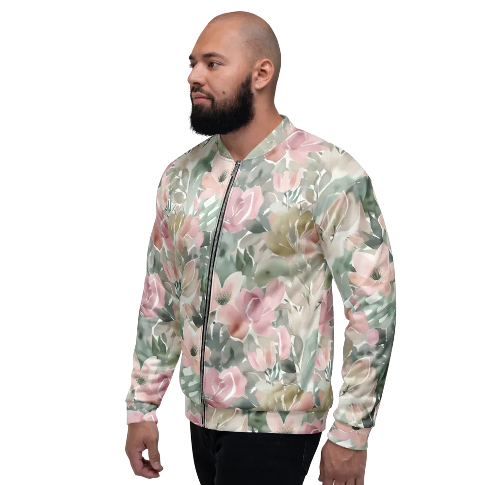 Sage Blossom on Bomber Jacket — Left