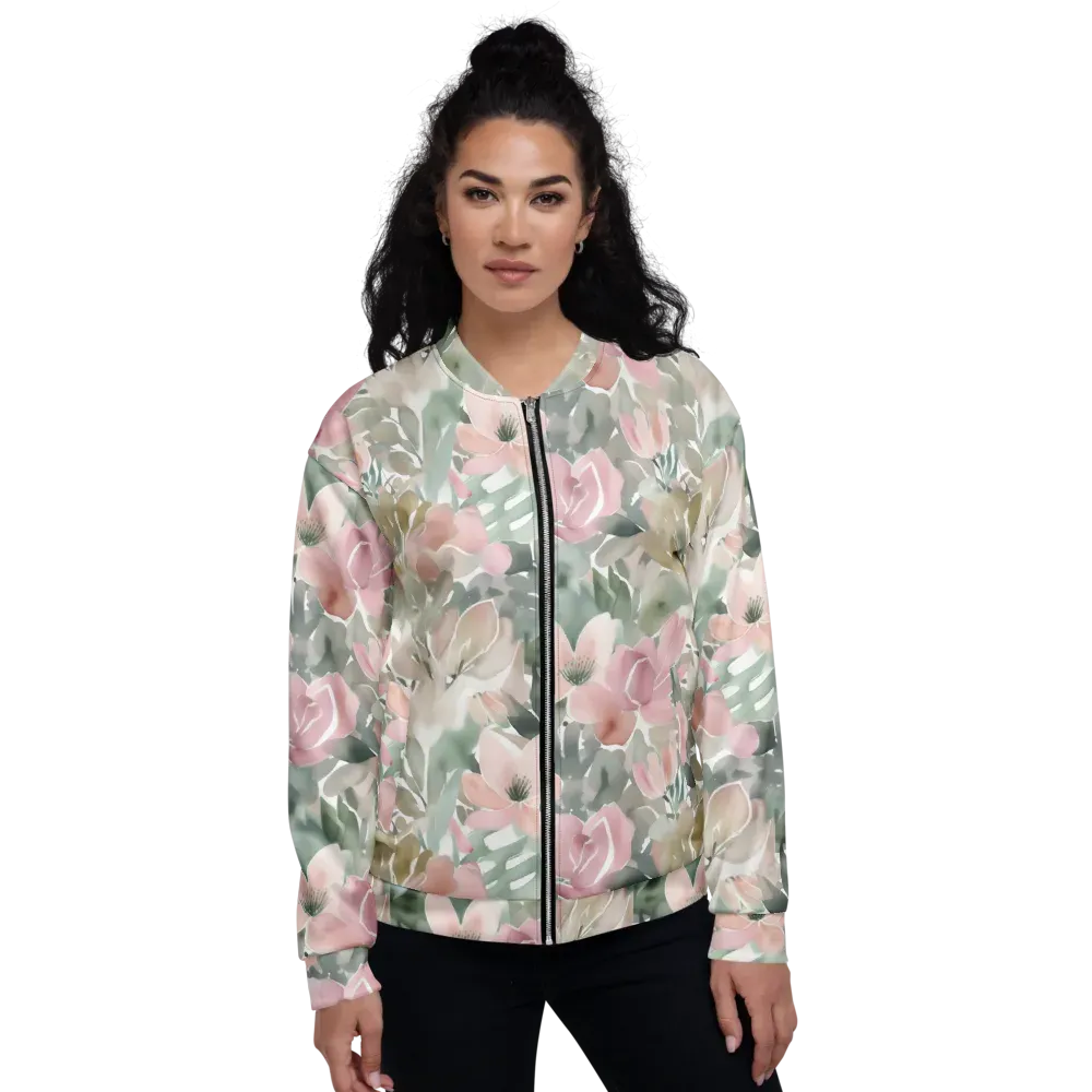 Sage Blossom on Bomber Jacket — Front