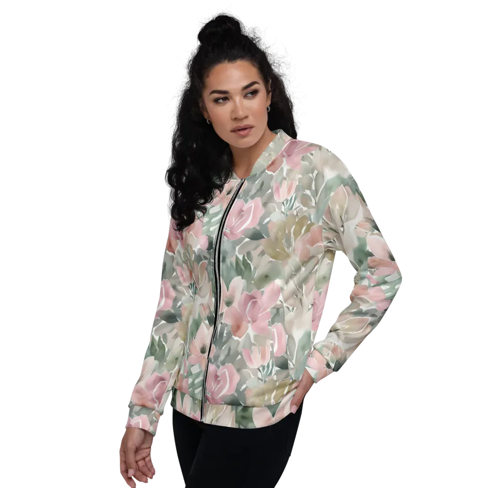 Sage Blossom on Bomber Jacket — Left