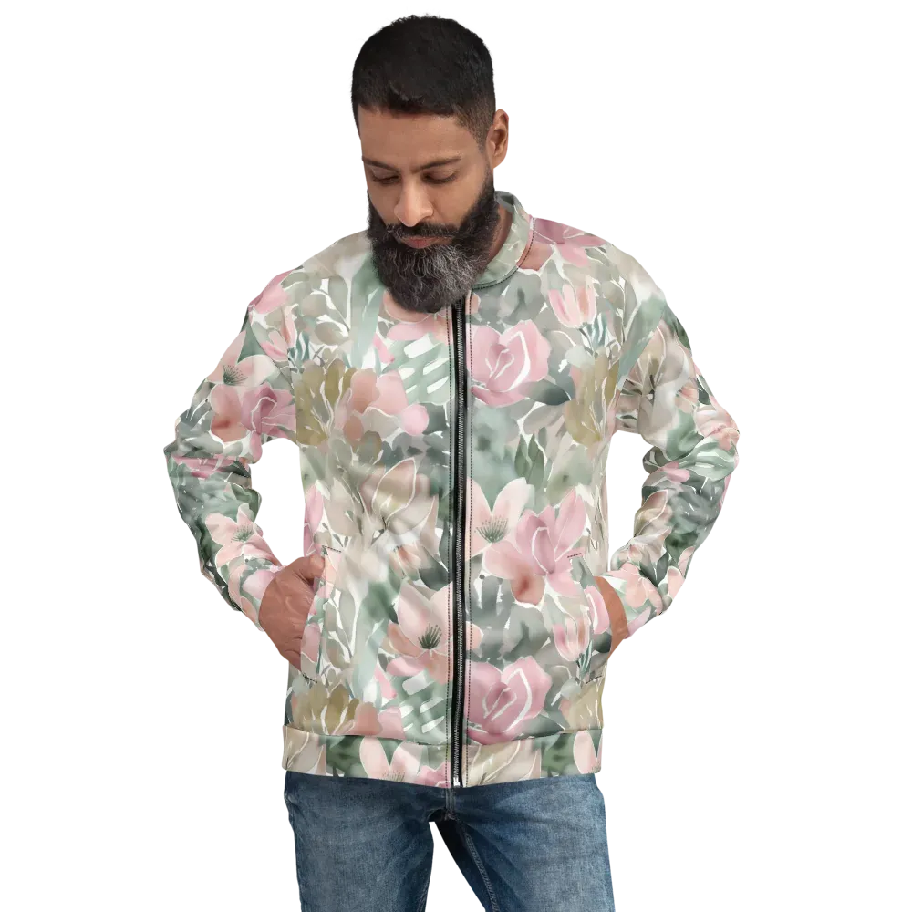 Sage Blossom on Bomber Jacket — Front