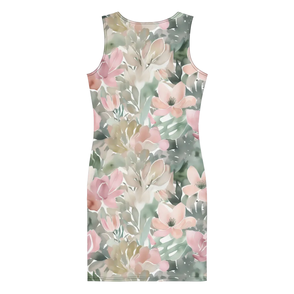Sage Blossom on Bodycon Dress — Back