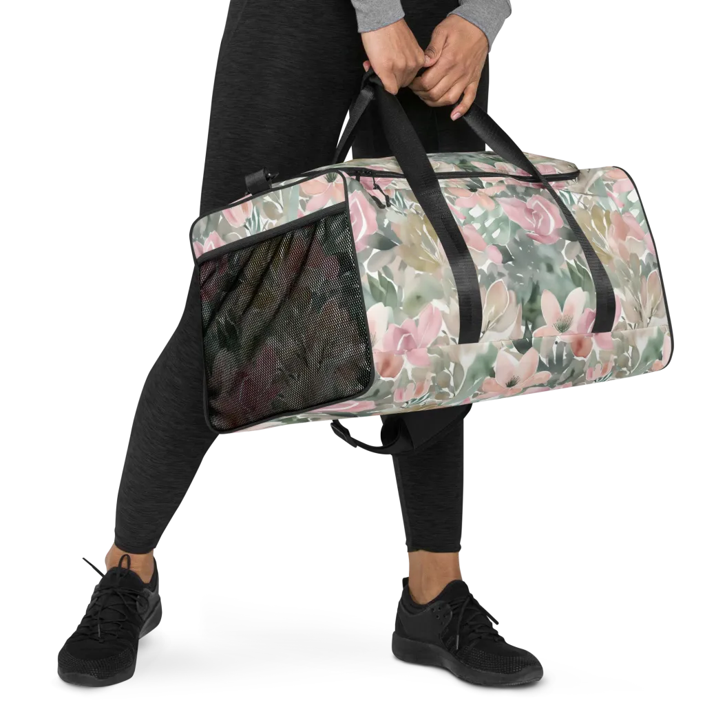 Sage Blossom on Duffle Bag — Right Front