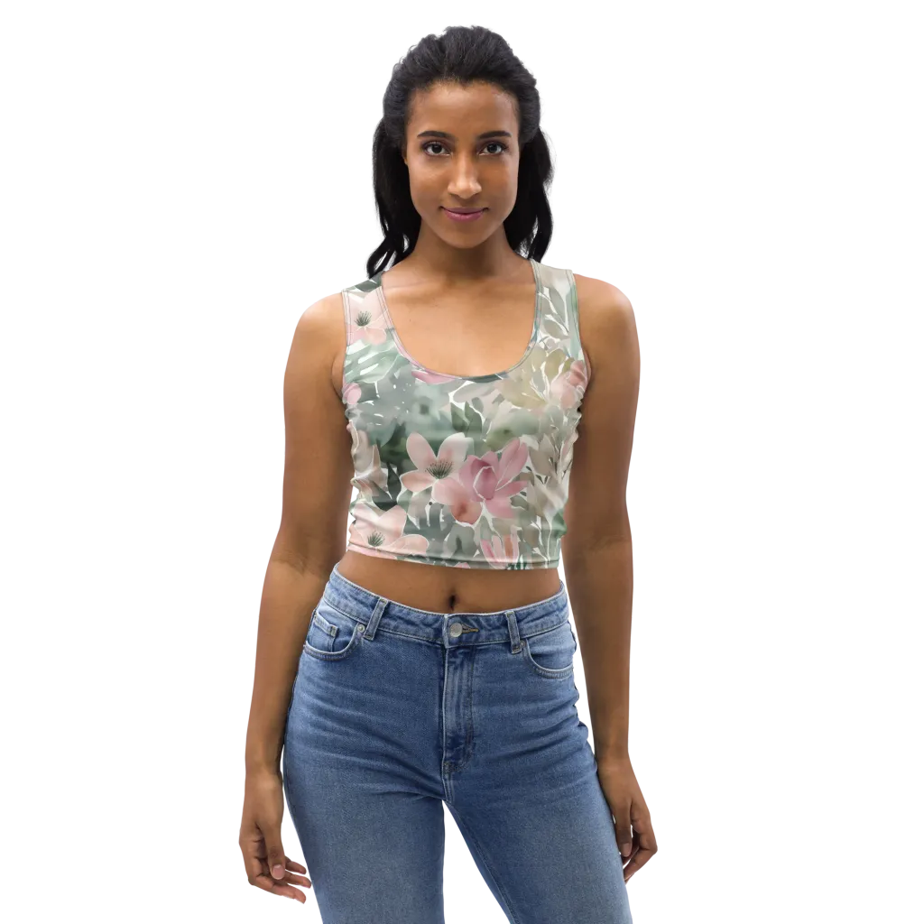 Sage Blossom on Crop Top — Front