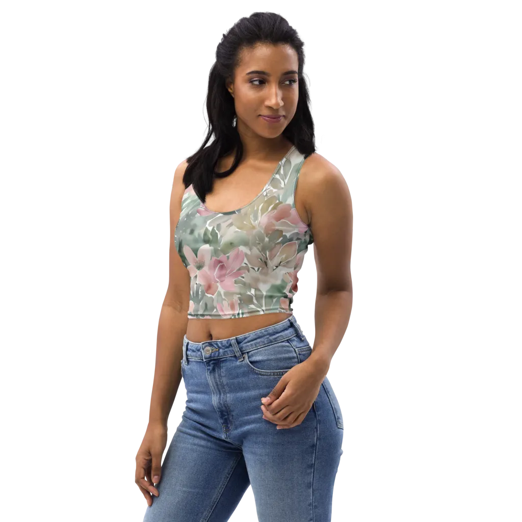 Sage Blossom on Crop Top — Left Front