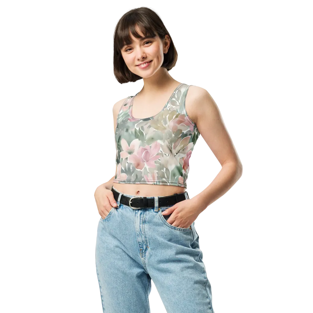 Sage Blossom on Crop Top — Front