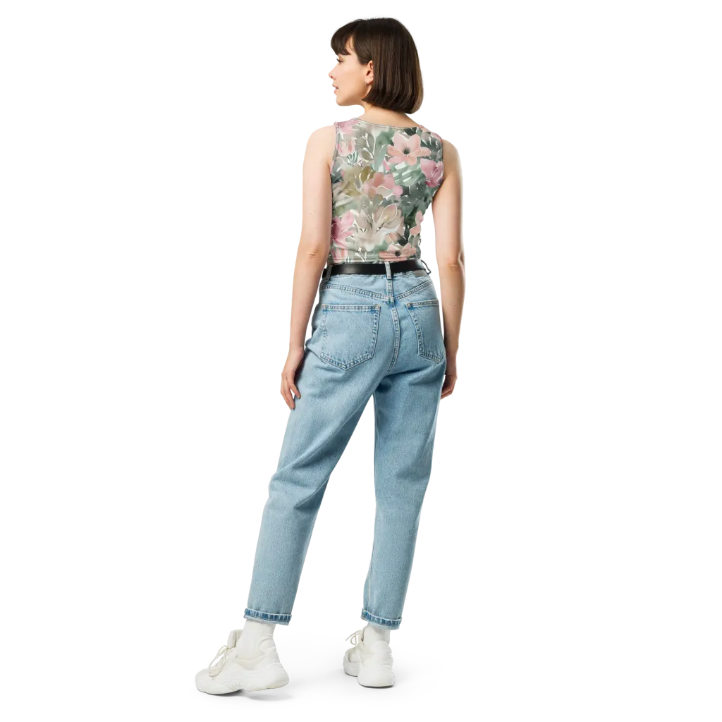 Sage Blossom on Crop Top — Back