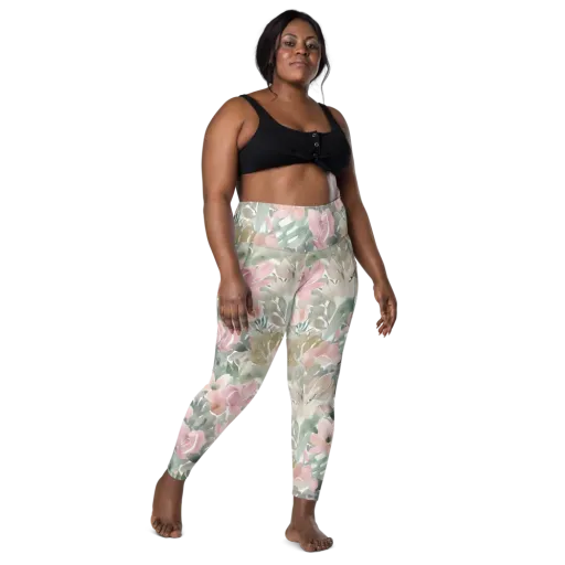 Sage Blossom on a Leggings with Pockets