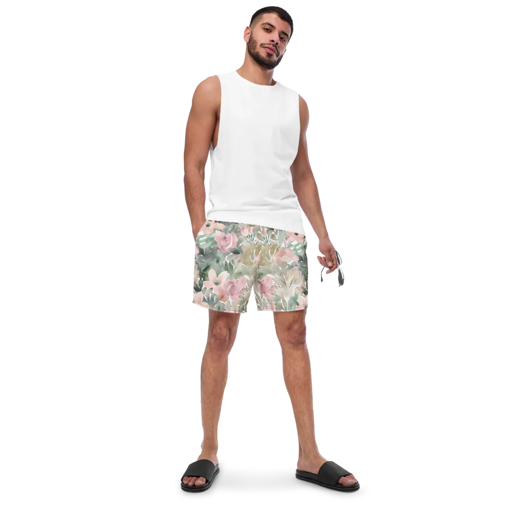 Sage Blossom on Swim Trunks — Front