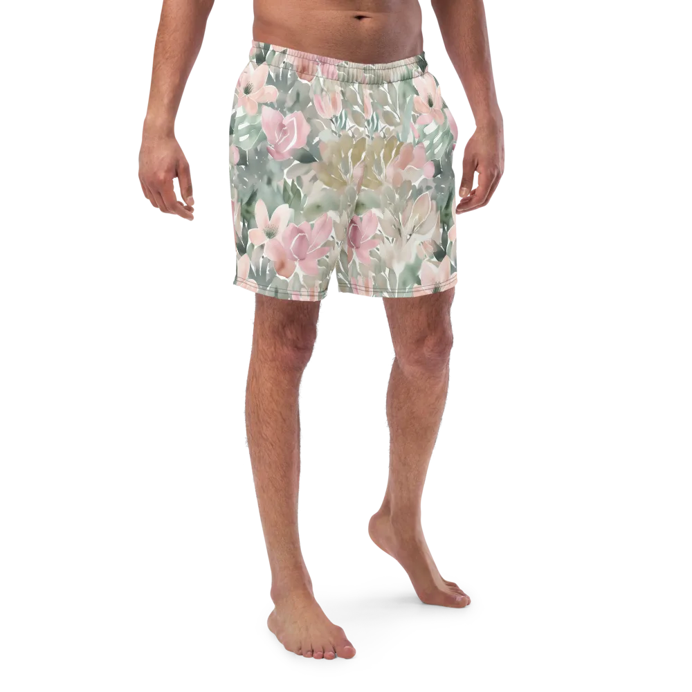 Sage Blossom on Swim Trunks — Front
