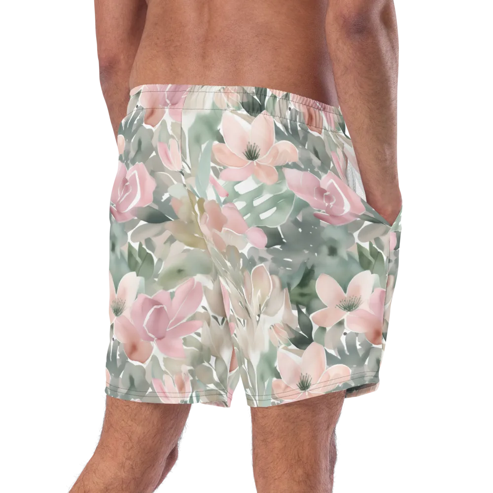 Sage Blossom on Swim Trunks — Right Back