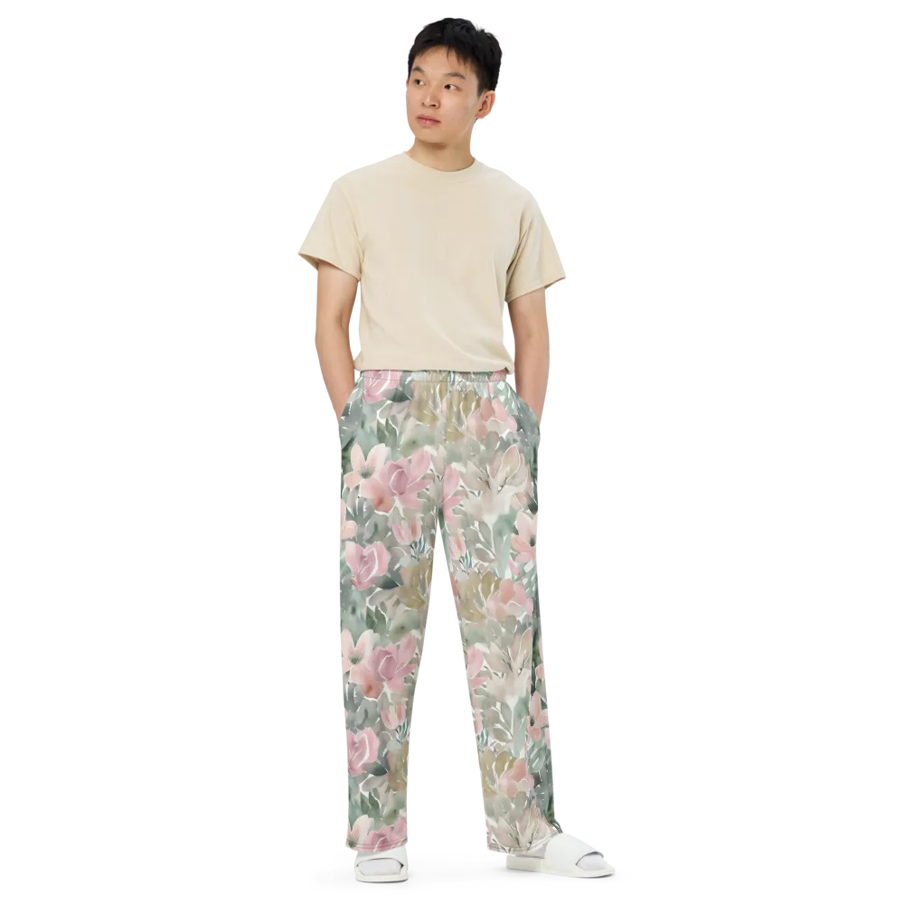 Sage Blossom on Wide-Leg Pants — Front