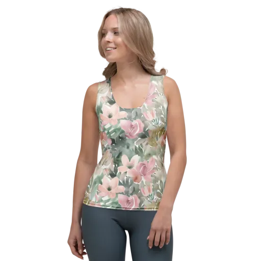 Sage Blossom on a Women's Tank Top