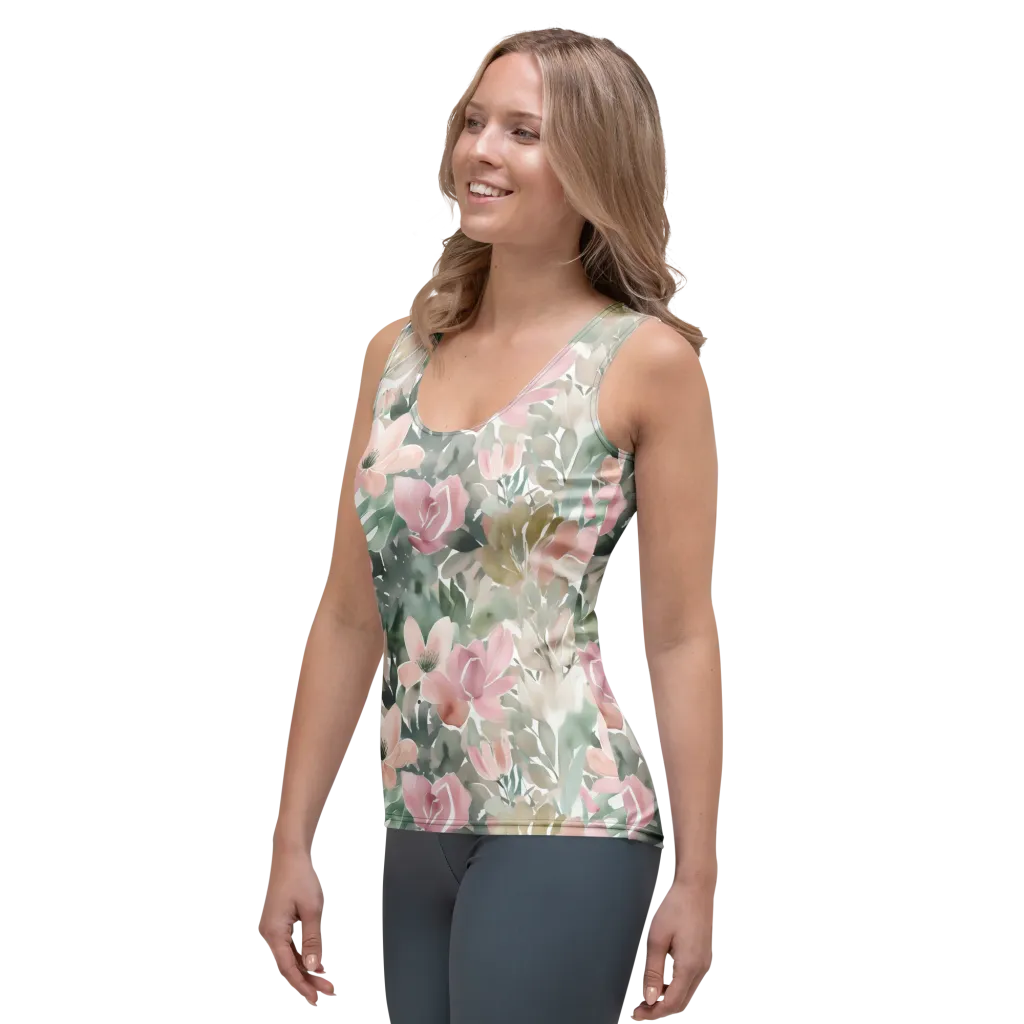 Sage Blossom on Women's Tank Top — Left Front