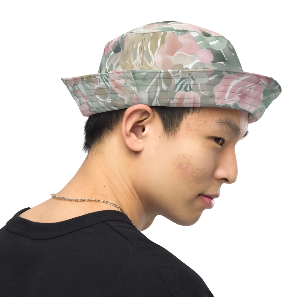 Sage Blossom on Reversible Bucket Hat — Right Outside