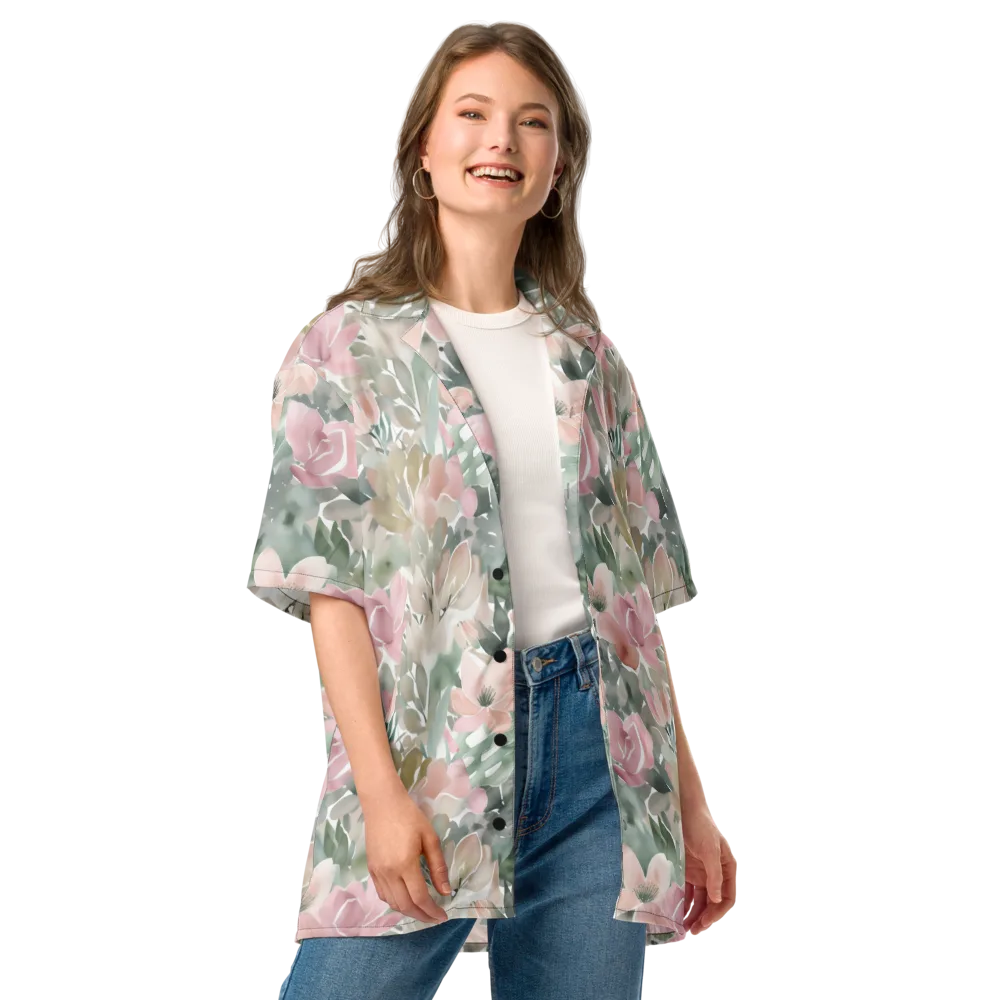 Sage Blossom on Button Shirt — Front