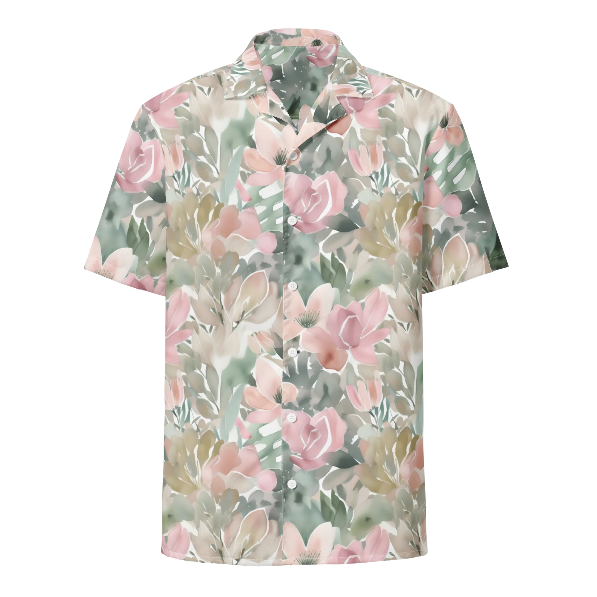 Sage Blossom on Button Shirt — Front