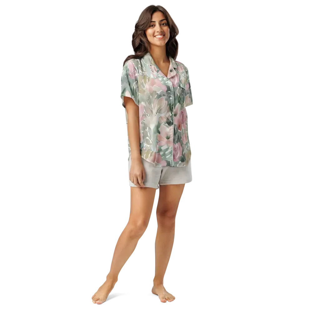 Sage Blossom on Women's Short Sleeve Pajama Top — Front