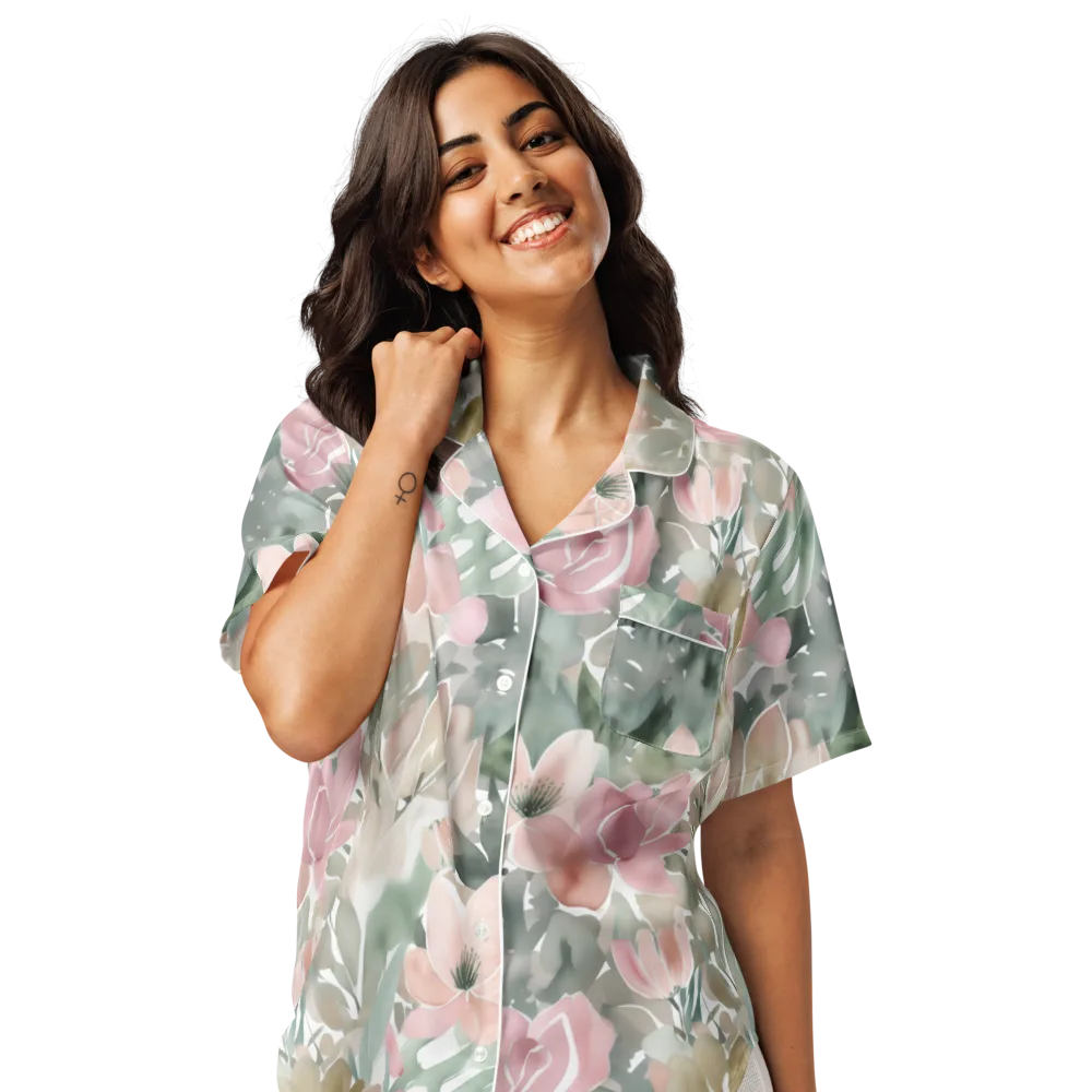 Sage Blossom on Women's Short Sleeve Pajama Top — Front