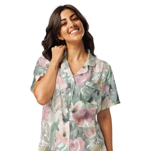 Sage Blossom on a Women's Short Sleeve Pajama Top