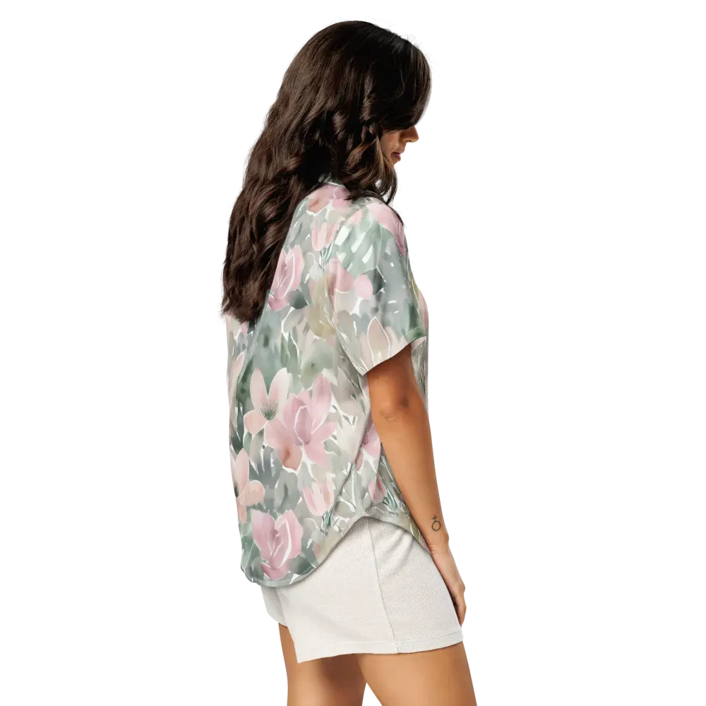 Sage Blossom on Women's Short Sleeve Pajama Top — Right Back