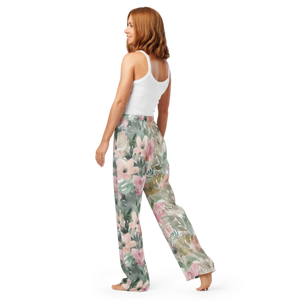 Sage Blossom on Women's Pajama Pants — Back