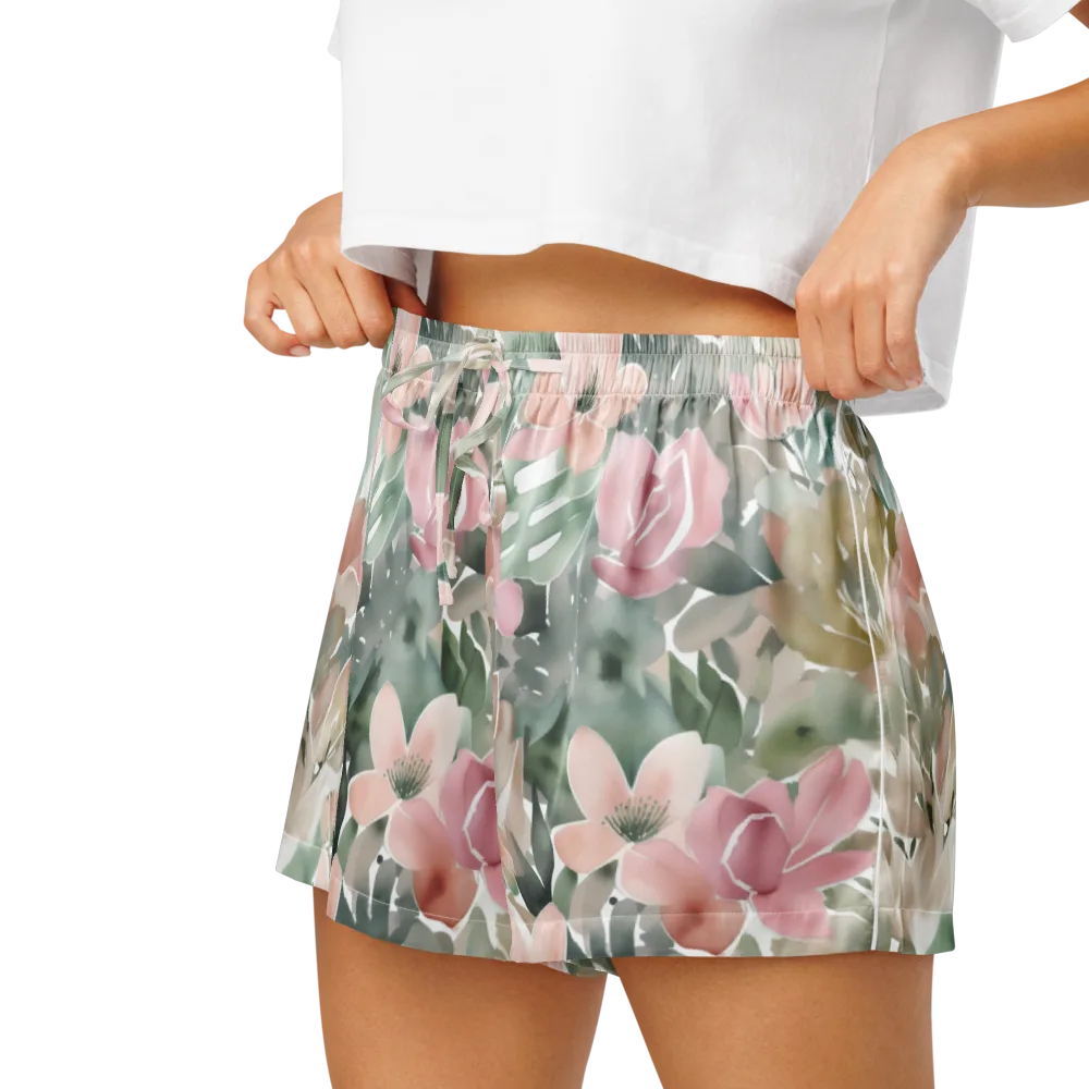 Sage Blossom on Women's Pajama Shorts — Left