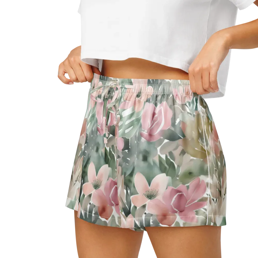 Sage Blossom on Women's Pajama Shorts — Left